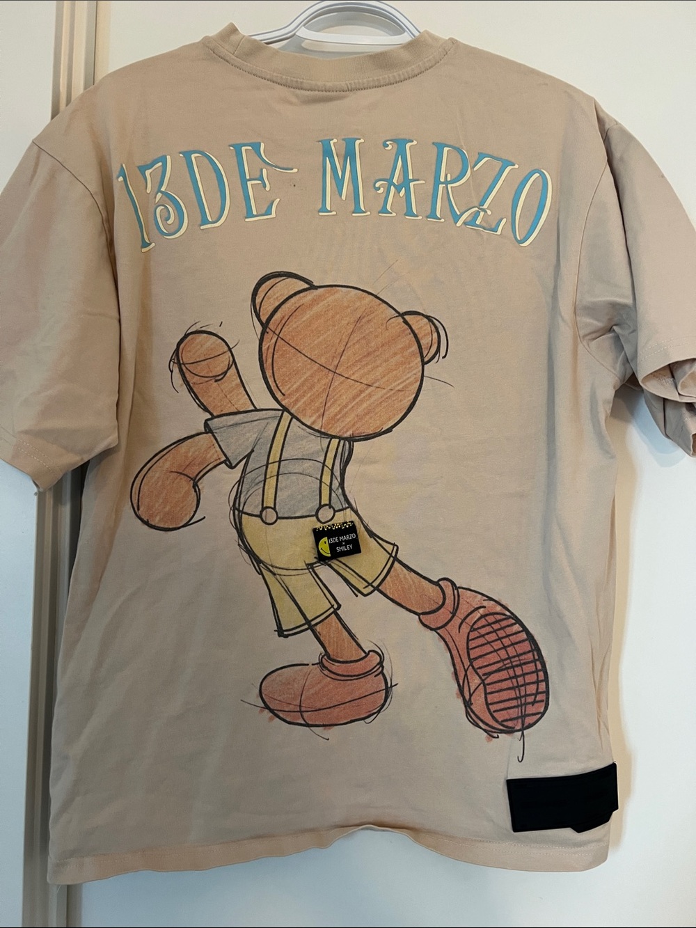 13demazro Beige Teddy Graphic Short Sleeve Tee